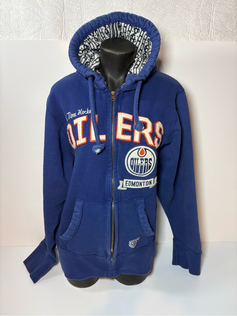 NHL Edmonton Oilers Navy Blue Zip Hoodie